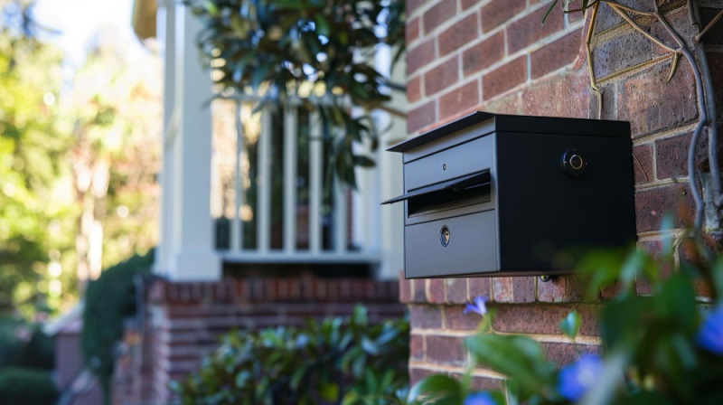 Black Mailbox Mounted on Brick Wall